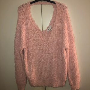 Fluffy pink sweater
